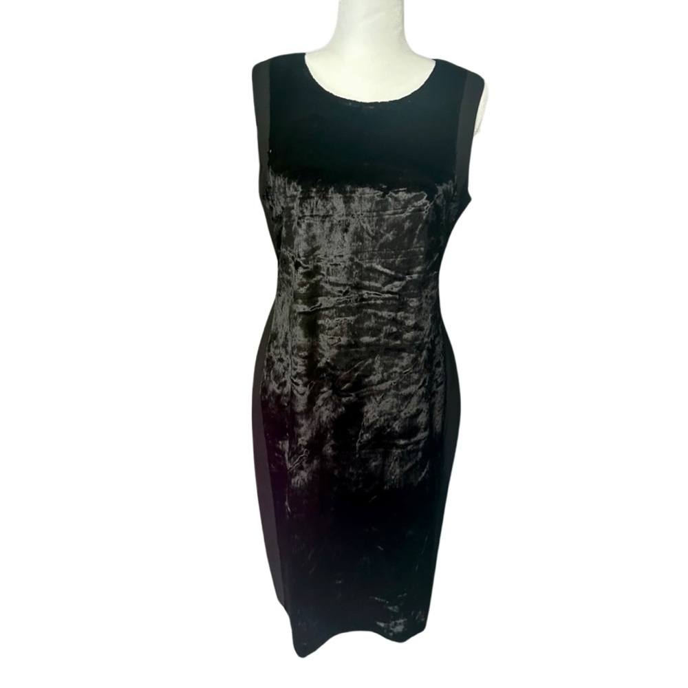 Calvin Klein Faux Pony Hair Black Sheath Sleeveless Dress Size 10